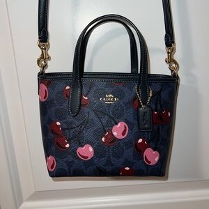 Coach City Mini Tote Bag In Signature Canvas With Cherry Print